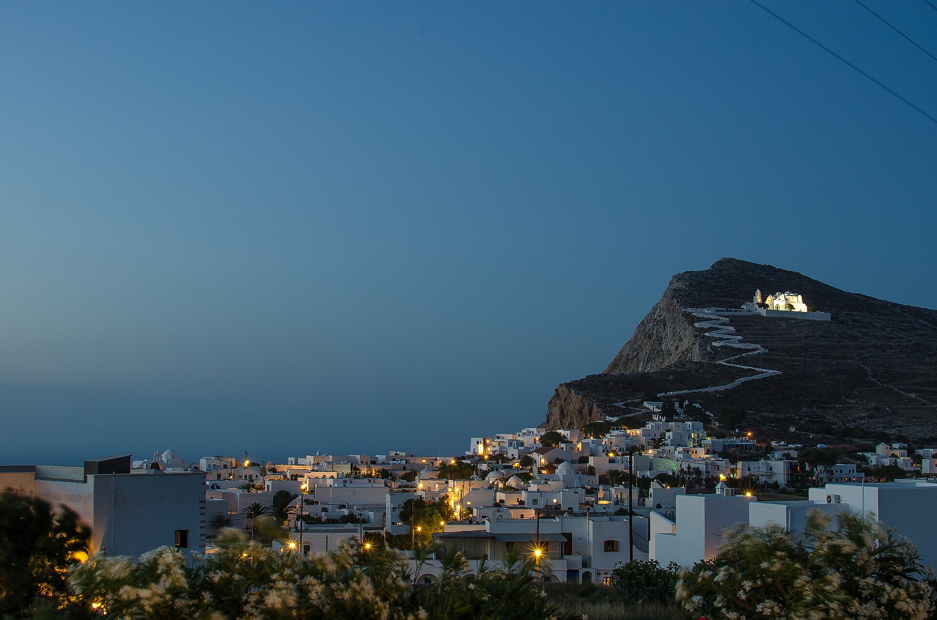 Traditional whitewashed streets and narrow alleys in Folegandros Chora
