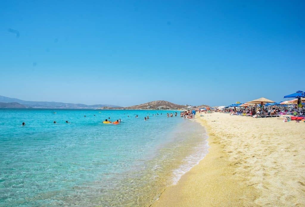 Agios Prokopios Beach with crystal-clear waters perfect for families