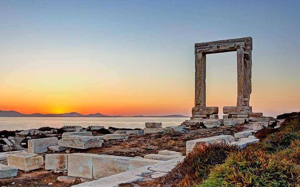 Naxos Portara at sunset - best value Cyclades island